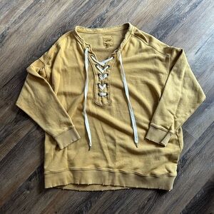 Aerie Mustard Distressed Sweatshirt
